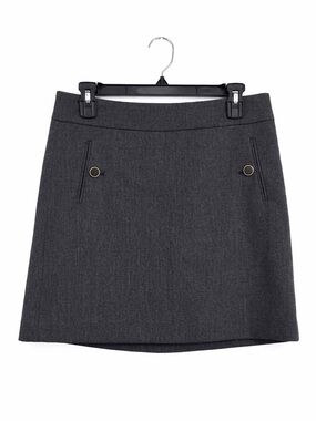 LOFT Dark Gray Mini Skirt Women’s Size (approx 30” waist) Button Detail Lined